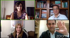 Captura de cuatro académicos en videoconferencia sobre paridad de género