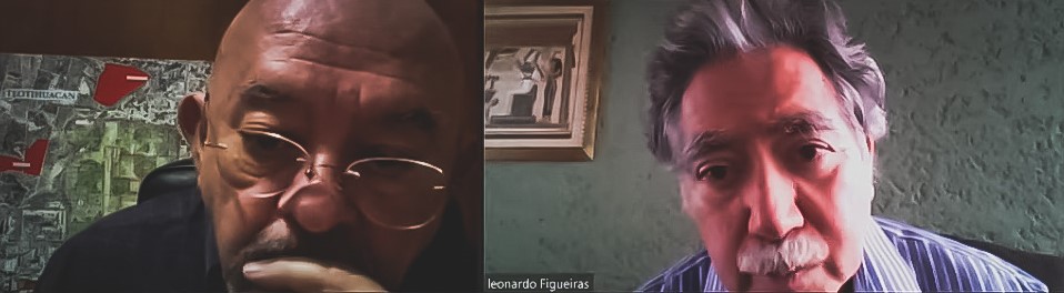 Captura de dos académicos en conferencia en línea sobre en ciencias sociales.