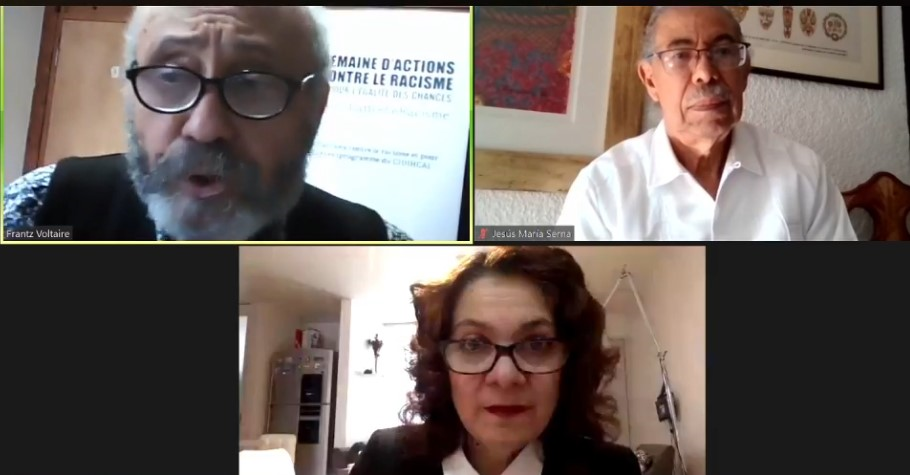 Académicos en línea discutiendo migración haitiana a Canadá.